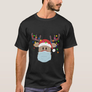 T-shirt Masque de Noël Cute Rudolph Reindeer Masque Chemis