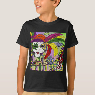 T-shirt Masque de plumes de Mardi Gras psychédélique