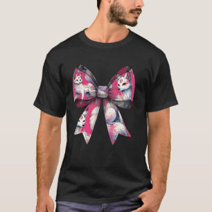 T-shirt Masque de renard Kitsune avec ruban rose motif nœu