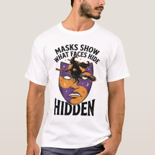 T-shirt Masque de sorcière vintage Halloween illusion de v