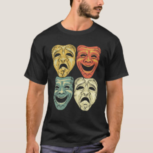 T-shirt Masque de théâtre couleur Vintage cool   Drôle Per