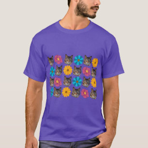 T-shirt masque drôle de chat maine coon et fleur