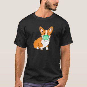 T-shirt Masque facial de chien Corgi distanciation sociale