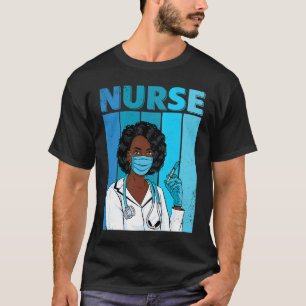 T-shirt Masque facial d'uniforme d'infirmière noire Afro A