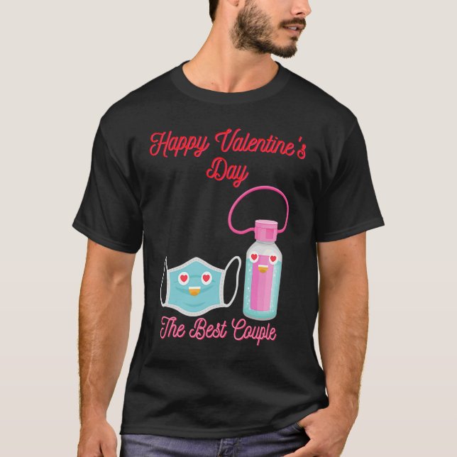 T-shirt Masque facial et Sanitizer à la main en amour pour (Devant)