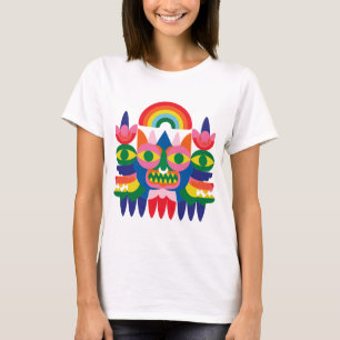 T-shirt Masque folklorique arc-en-ciel de peinture faciale