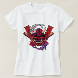 T-shirt Masque Kabuki Oni et poisson Koi