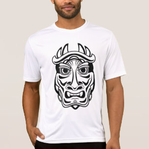 T-shirt Masque Oni japonais Art linéaire tribal démon