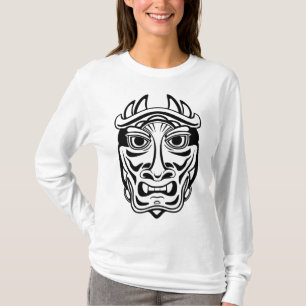 T-shirt Masque Oni japonais Art linéaire tribal démon