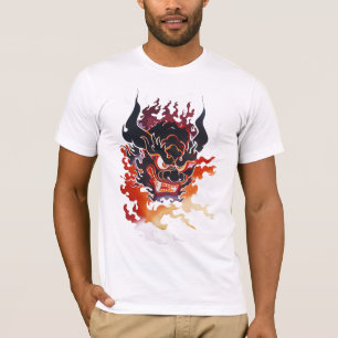 T-shirt Masque Oni Traditionnel En Flames
