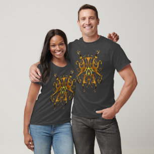 T-shirt Masque Tribal Abstrait au Design Élégant en Or