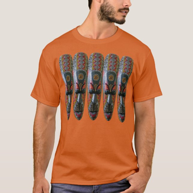 T-shirt Masque tribal africain peint à la main (Devant)