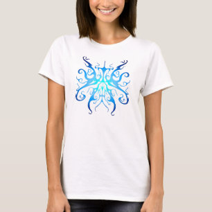 T-shirt Masque Tribal Bleu Élégant Design Abstrait