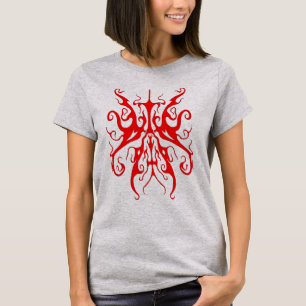 T-shirt Masque Tribal Rouge Élégant Design Abstrait