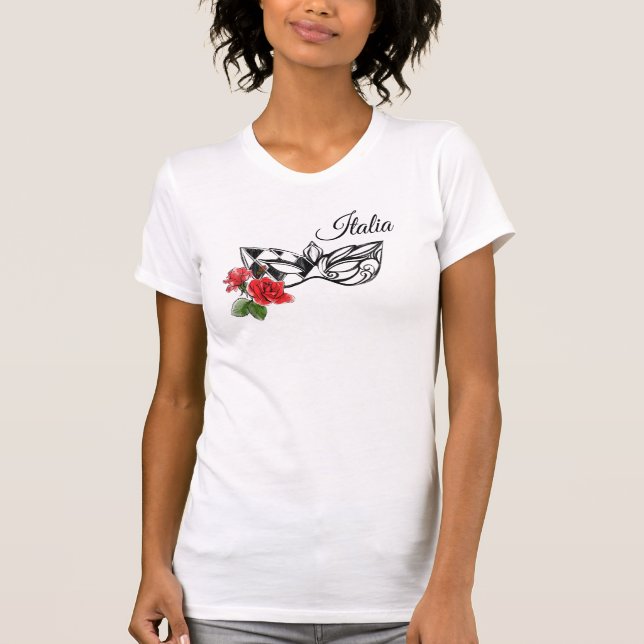 T-shirt *~* Masque vénitien et Italie Rose Italie Italie (Devant)