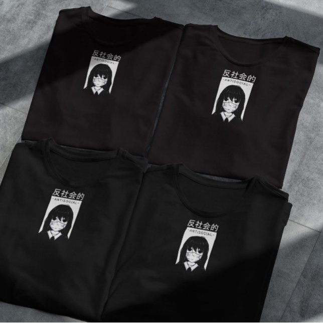T-shirt Masque Visage Annime Antisociale Fille (Créateur téléchargé)