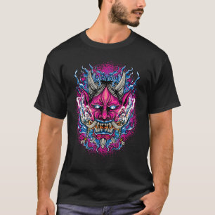 T-shirt Masque Visage Démon Japonais Vaporwave Oni Diable 