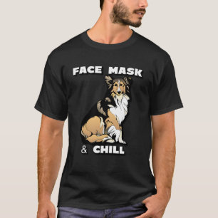 T-shirt Masque visage et froid collie chien avec texte bla