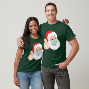 T-shirt Masque visage Père Noël avec pouces vers le haut, 