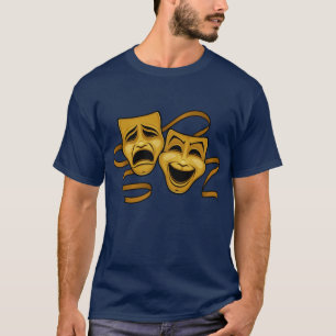 T-shirt Masques de théâtre de comédie et de tragédie d'or
