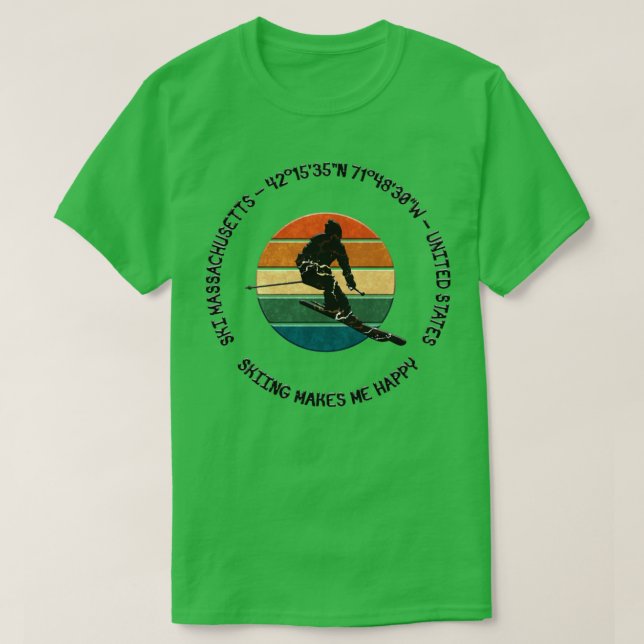 T-shirt Massachusetts de ski Les États-Unis d'Amérique (2) (Design devant)