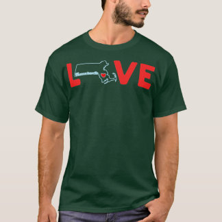 T-shirt Massachusetts Love with State Outline of Massachus