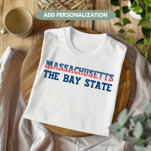 T-shirt Massachusetts Patriotique La Baie État Personnalis