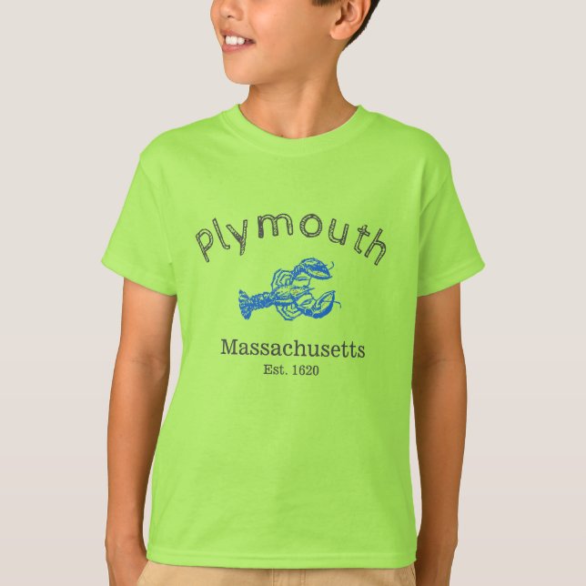 T-shirt Massachusetts Plymouth Blue Lobster T-shirt, garço (Devant)