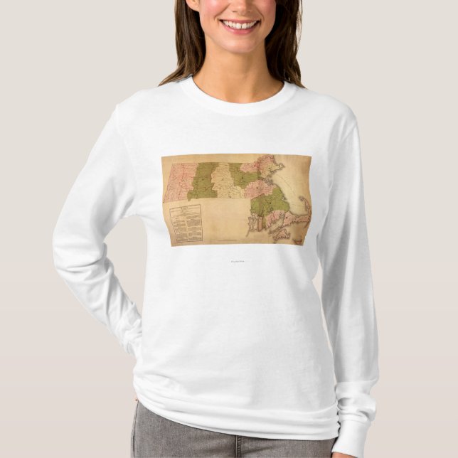T-shirt MassachusettsPanoramic MapMassachusetts (Devant)