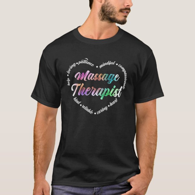 T-shirt Massage Therapist Heart Word Cloud Massage Therapy (Devant)