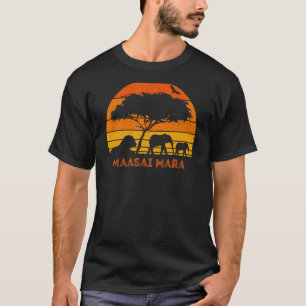 T-shirt Massai Mara Safari Elephant Lion Sunset Kenya Safa