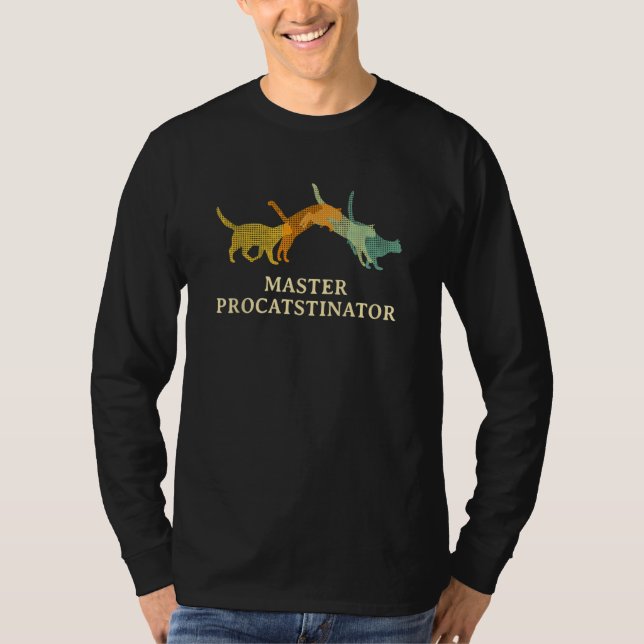T-shirt Master ProCATstinator  Cat  Humor Kitten Lazy (Devant)