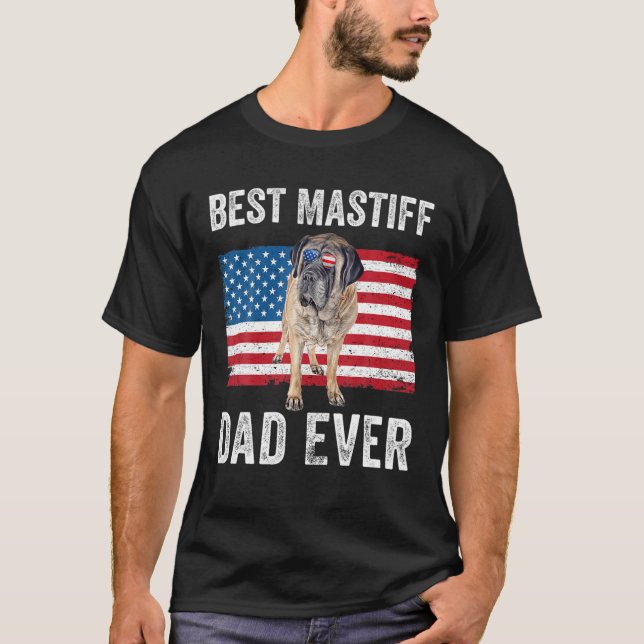 T-shirt Mastiff père papa Drapeau américain Masti anglais (Devant)