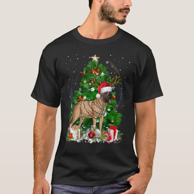 T-shirt Mastiff sapin de Noël Light Pyjama Chien Xmas (Devant)