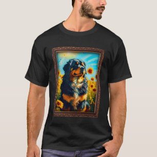 T-shirt Mastiff Tibétain Peinture Fleur de tournesol mère 