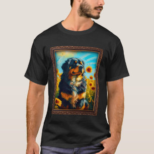 T-shirt Mastiff Tibétain Peinture Fleur de tournesol mère 