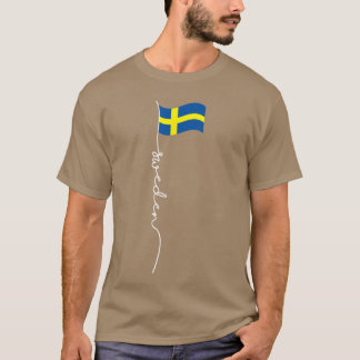 T-shirt Mât de drapeau signature suédois élégant patriotiq