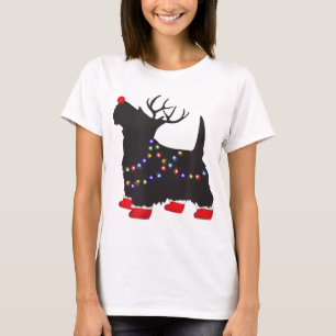 T-shirt Matching Christmas Pajama Scottie Dog lights Famil