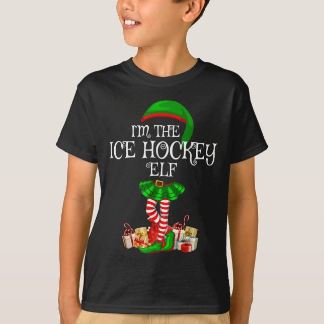 T-shirt Matching Family Group I'm The Ice Hockey Elf Chris (Devant)