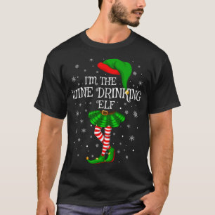 T-shirt Matching Family I'm The Wine Drinking Elf Christma