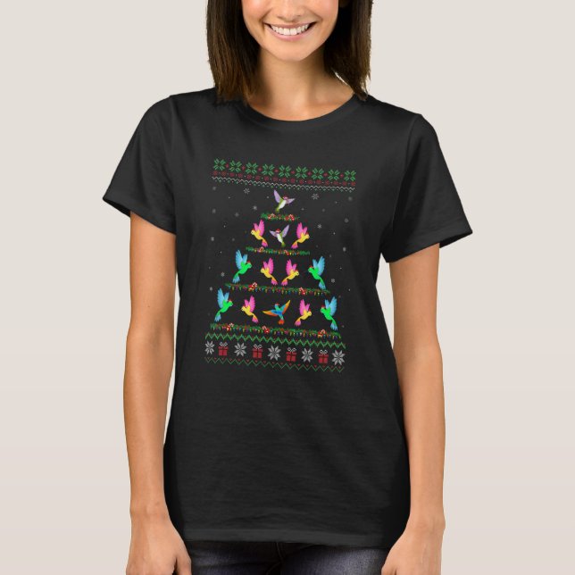 T-shirt Matching Ugly Christmas Ornament Decor Hummingbird (Devant)