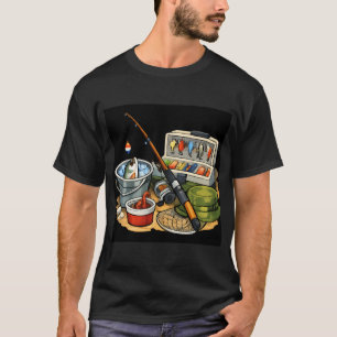 T-shirt matériel de pêche et poisson frais