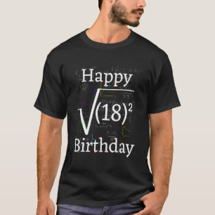 T-shirt Math Root Carré Bonne fête du 18e anniversaire