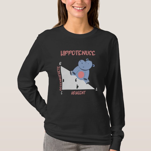 T-shirt Mathematician Hippotenuse Hippo Triangle (Devant)