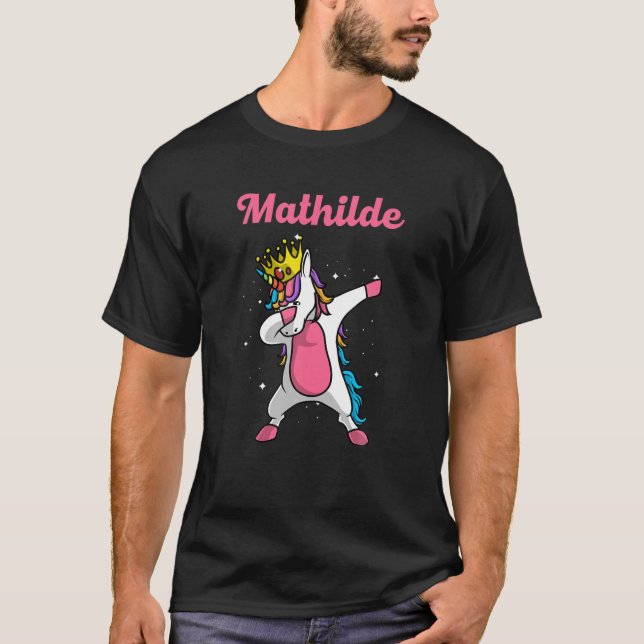 T-shirt MATHILDE Nom Anniversaire Personnalisé Dabbing Uni (Devant)