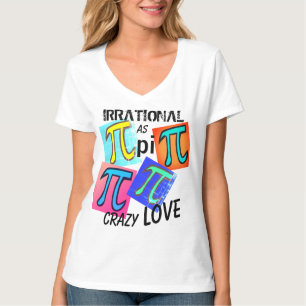 T-shirt Maths irrationnel comme Pi bleu jaune rose vert