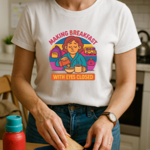 T-shirt Matin De Parent Drôle ; Fermeture Des Yeux De Peti