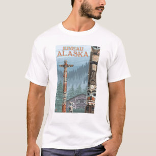 T-shirt Mâts totémiques de l'Alaska - Juneau, Alaska