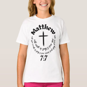 T-shirt Matthieu 7:7 Verset De La Bible Circulaire Et Croi