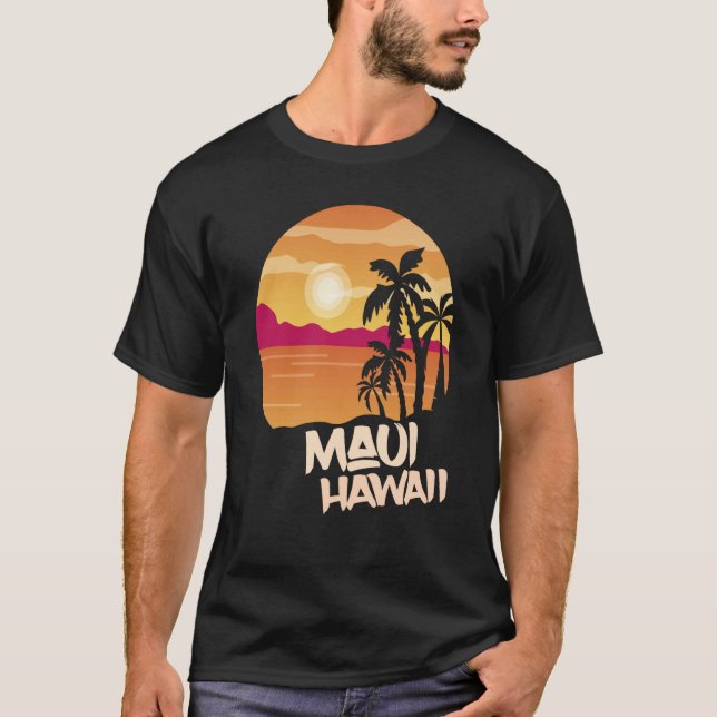 T-shirt Maui Hawaii Palm trees Beach Vacation Ocean Surfin (Devant)
